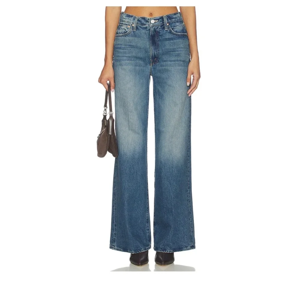 NWT MOTHER Superior The Ditcher Roller Zip Sneak Jeans 33 Wide Leg Remember When